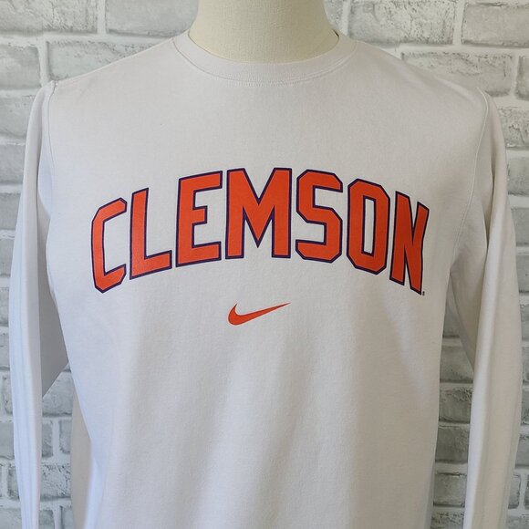 Nike White Clemson Tigers Club Fleece Sweatshirt Mens Med Collegiate Athletic - Picture 2 of 7